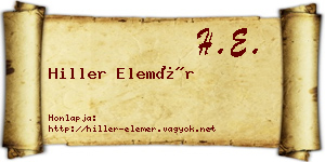 Hiller Elemér névjegykártya