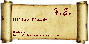 Hiller Elemér névjegykártya